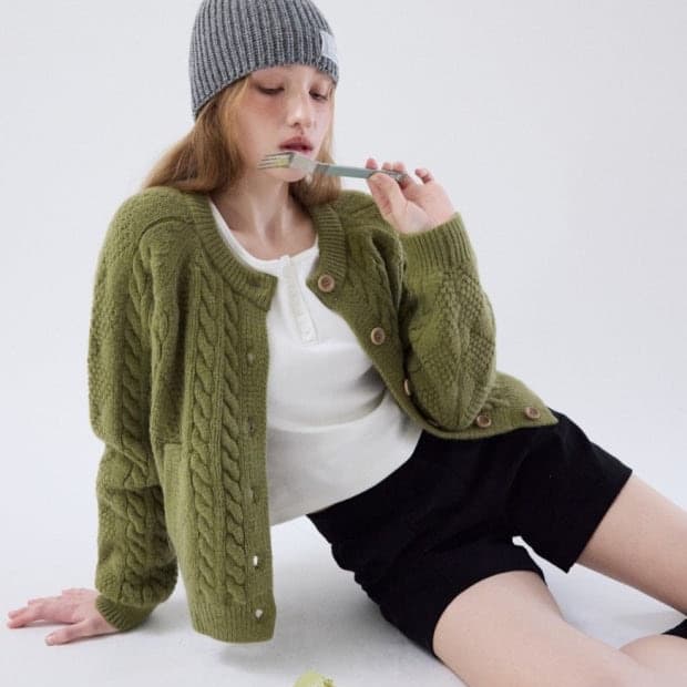 토아베 가디건 올리브