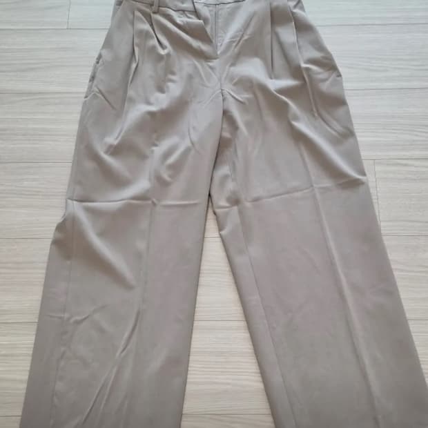 우먼즈 하이 웨이스트 와이드 히든 밴딩 슬랙스 [라이트 베이지]