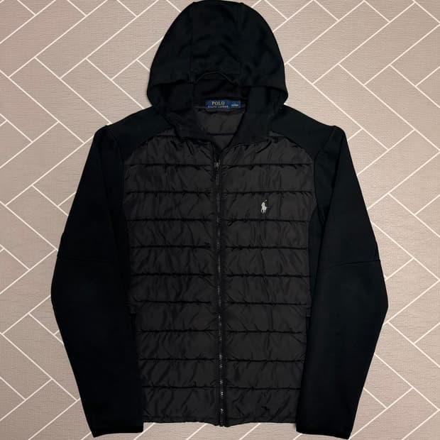 폴로 경량패딩 후드집업 블랙
