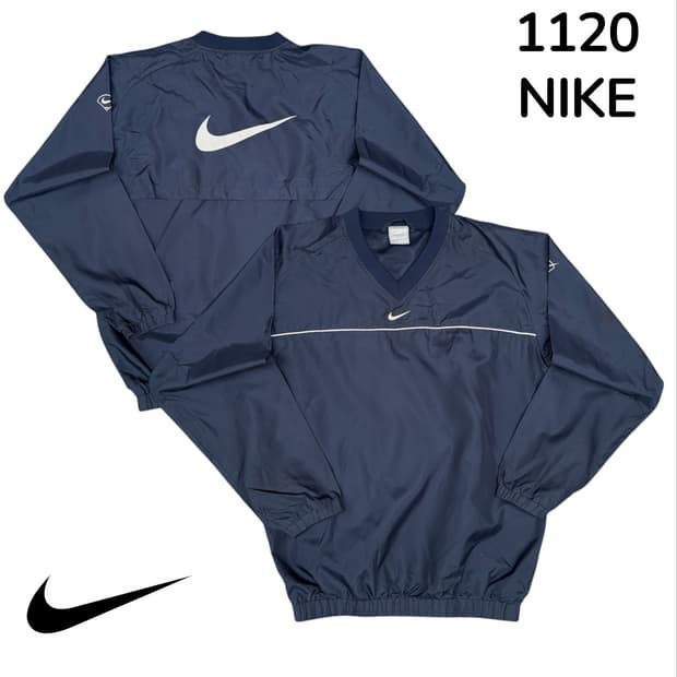 00s 나이키 빅로고 네이비 올드스쿨 웜업 바람막이 L