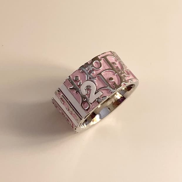 vintage)Dior 디올 핑크 오블리크 반지