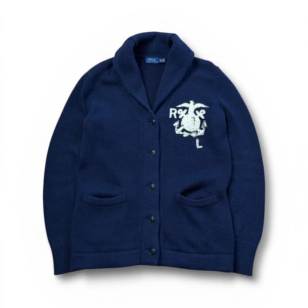 폴로 랄프로렌 RL 패치 로고 숄카라 네이비 가디건