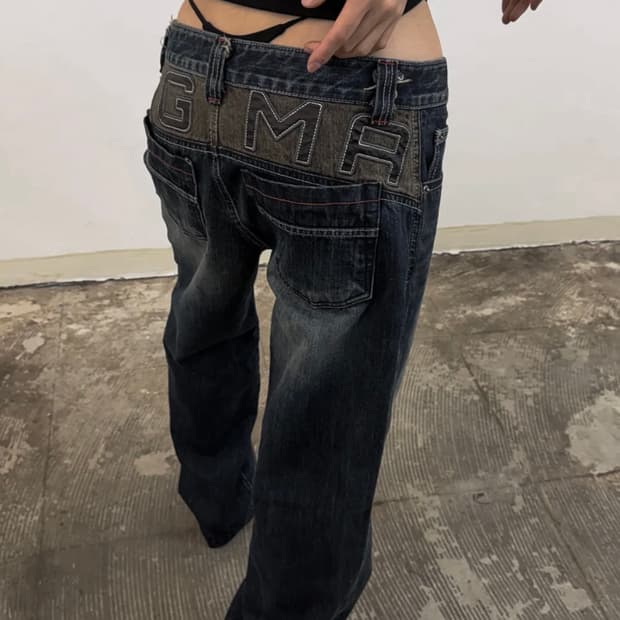 DGMA PATCHED SEMI BAGGY DENIM PANTS