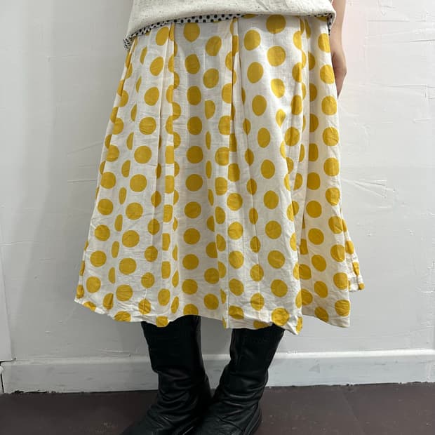 nobuo yellow dot midi skirt