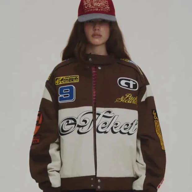 테켓 punching racing jacket brown