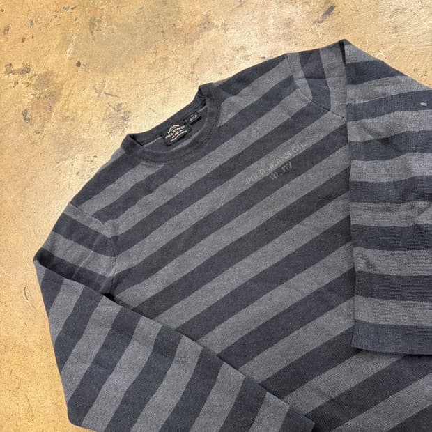 폴로 진스 컴퍼니 그레이 스트라이프 단가라 긴팔 니트