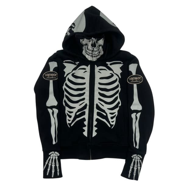 벤슨 레더 본 스켈레톤 넥 워머 후드집업 M