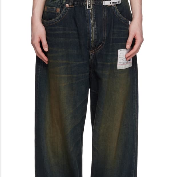 메종 미하라 야스히로 와이드 데님 팬츠 네이비