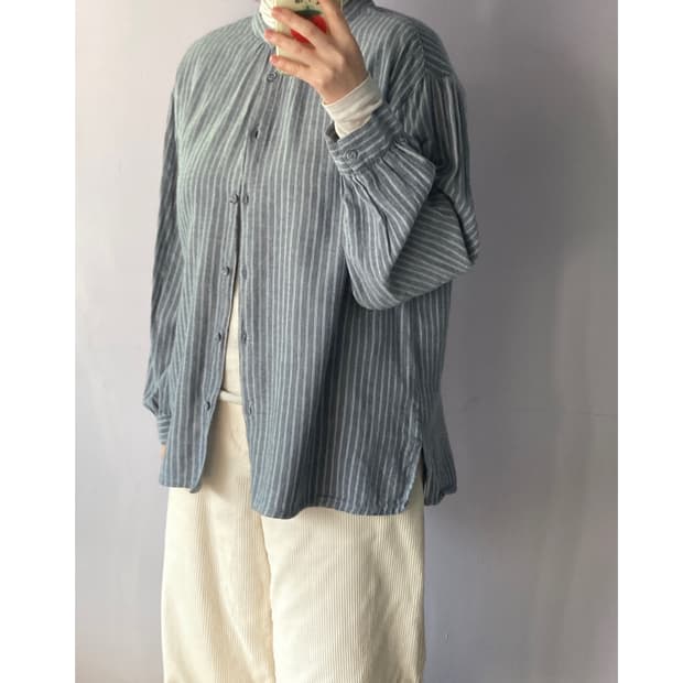 일본빈티지) 기모 스트라이프 블라우스