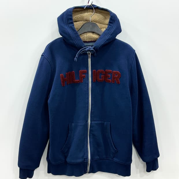 타미힐피거 여성 양털내피 후드집업 네이비 L