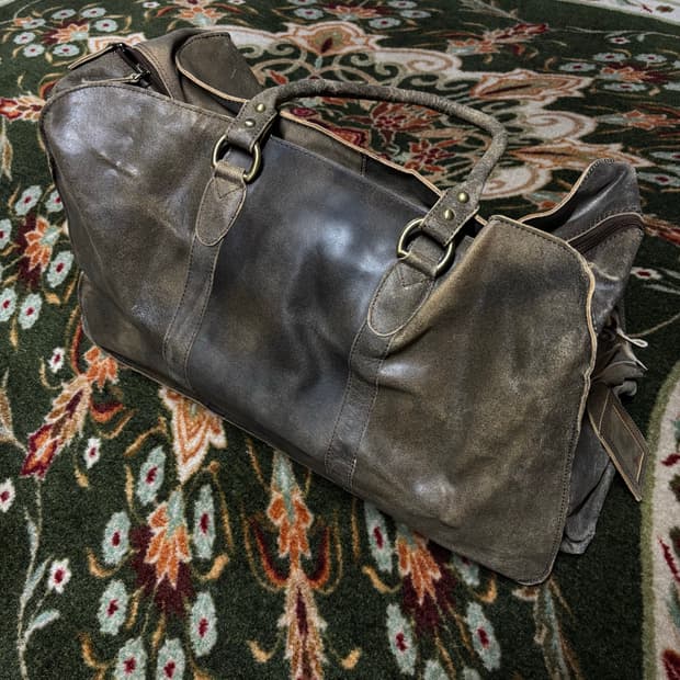 handmade cowhide big boston bag