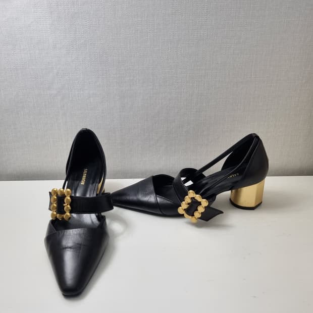 성수동수제화/살롱드주 블랙 골드 버클 힐235