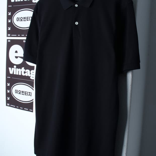 (L-XL) 지오다노 반팔 카라 티셔츠 블랙 무지 기본-H32829