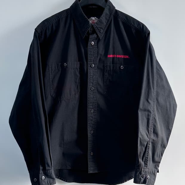 할리데이비슨 로고 블랙 코튼 셔츠 (va.113) 