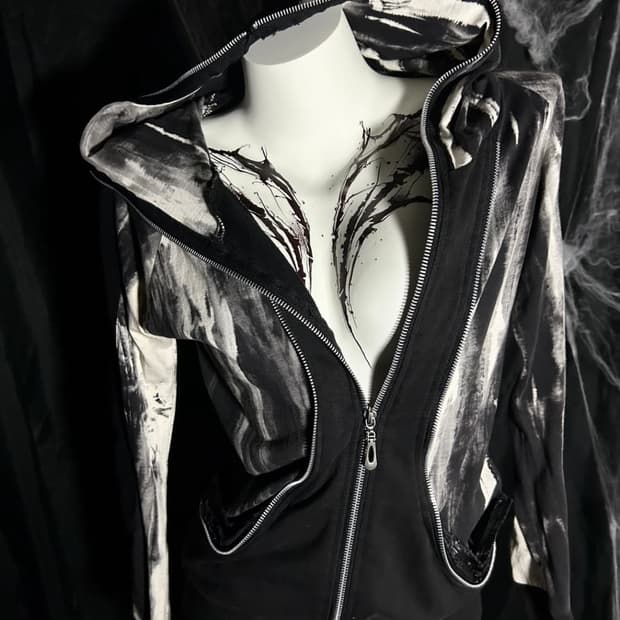 bleached hood zip-up