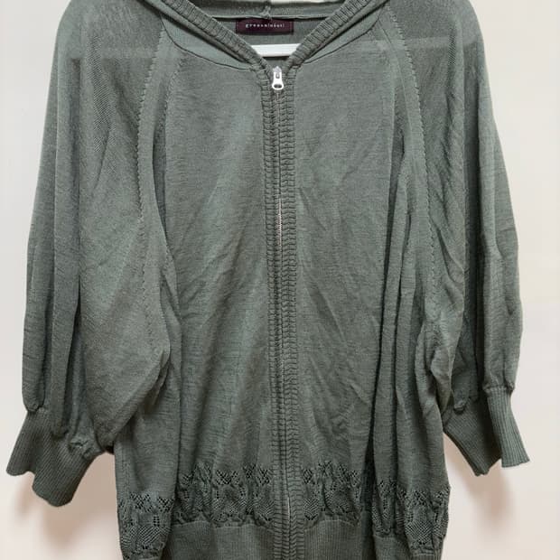 빈티지 그린 니트 후드 가디건