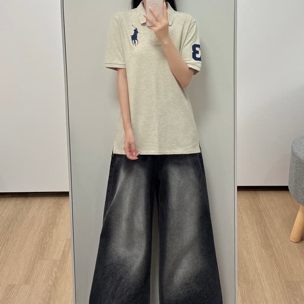 폴로 랄프로렌 빅포니 오트밀 카라 반팔 티셔츠