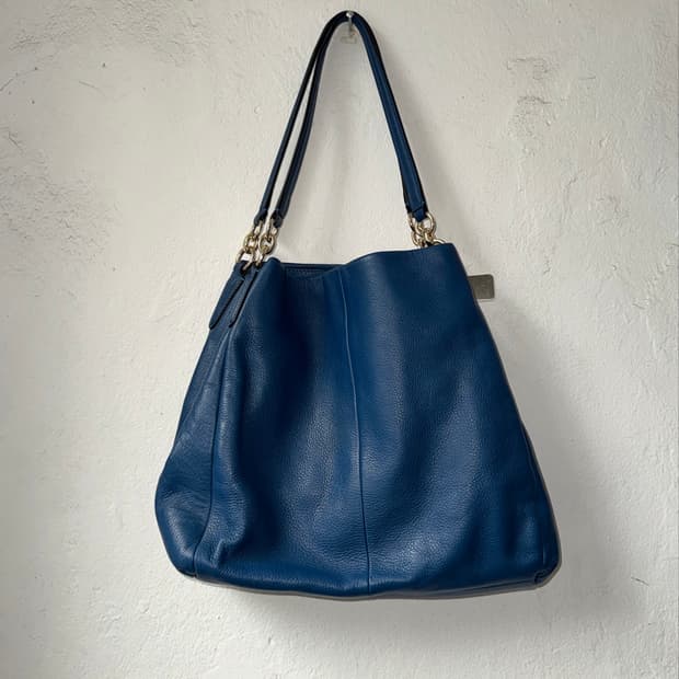Coach 코치 블루 레더 숄더백