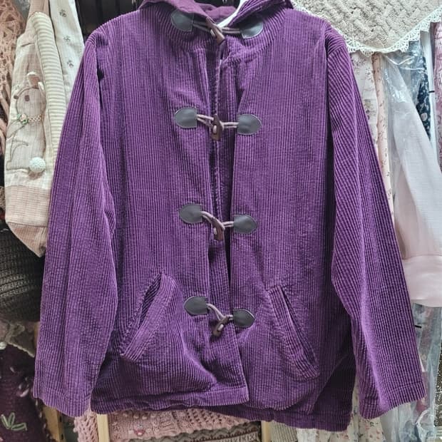 모리노가토 빈티지 보라색 코듀로이 후드떡볶이 자켓