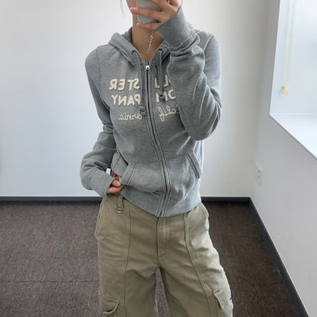 Hollister 홀리스터 스펠아웃 로고 그레이 후드집업