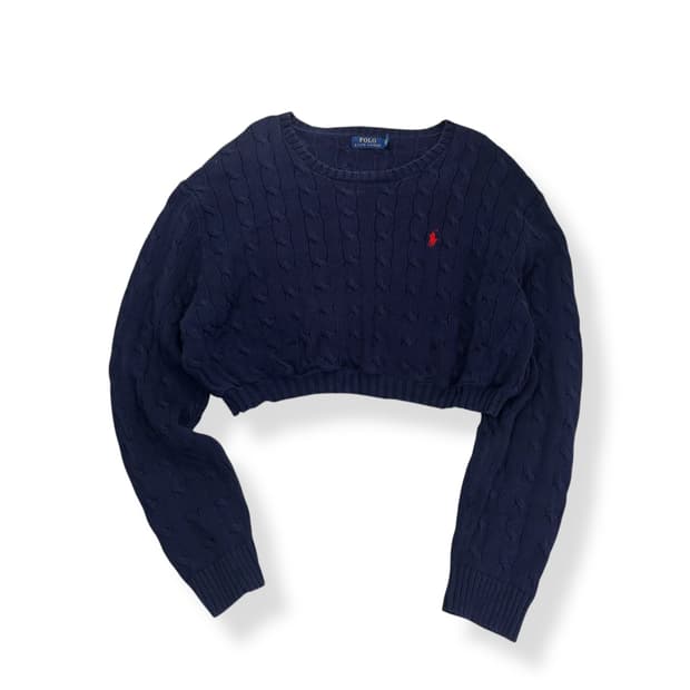 W 100 폴로랄프로렌 커스텀 꽈배기 크롭 니트