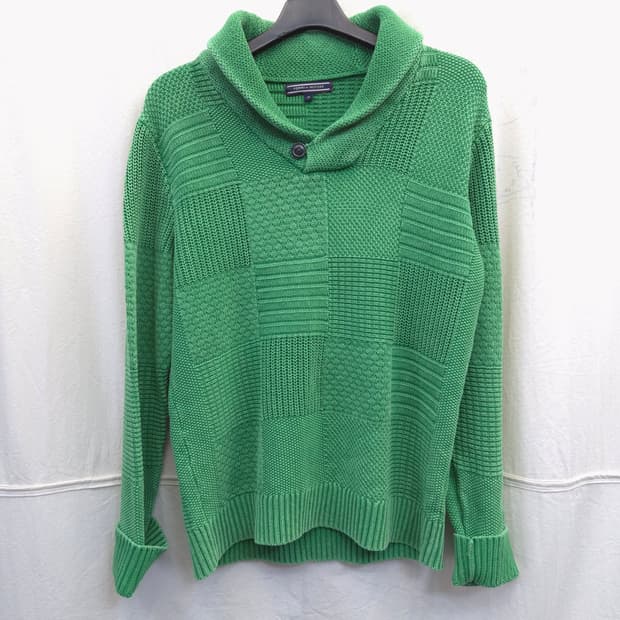 타미힐피거 그린 꽈배기 니트