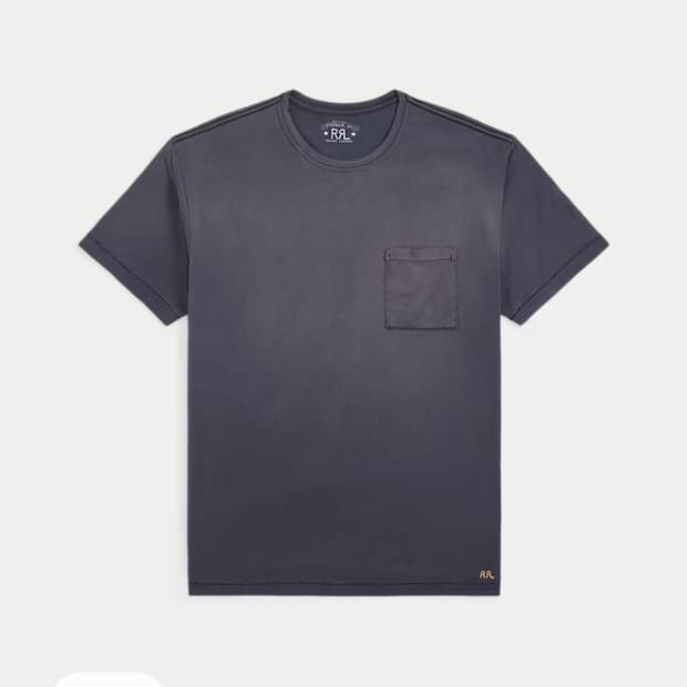 RRL 가먼트 다이 포켓 티셔츠 블루