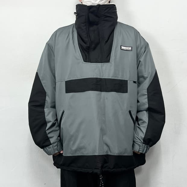 디스이즈네버댓 오버사이즈 배색 아노락 후드 자켓