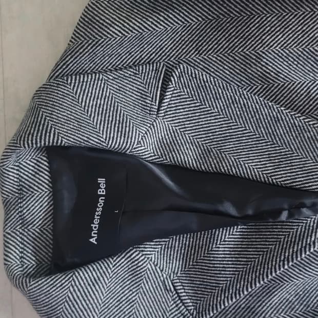 앤더슨벨 울 캐시 조나스 헤링본 오버 코트 L