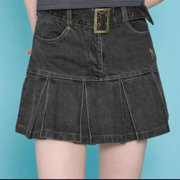 팬시클럽 데님 플리츠스커트