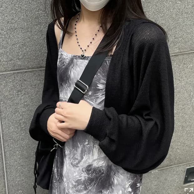 린넨 볼레로 가디건 블랙