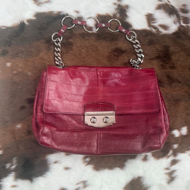 Yves saint laurent red chain bag