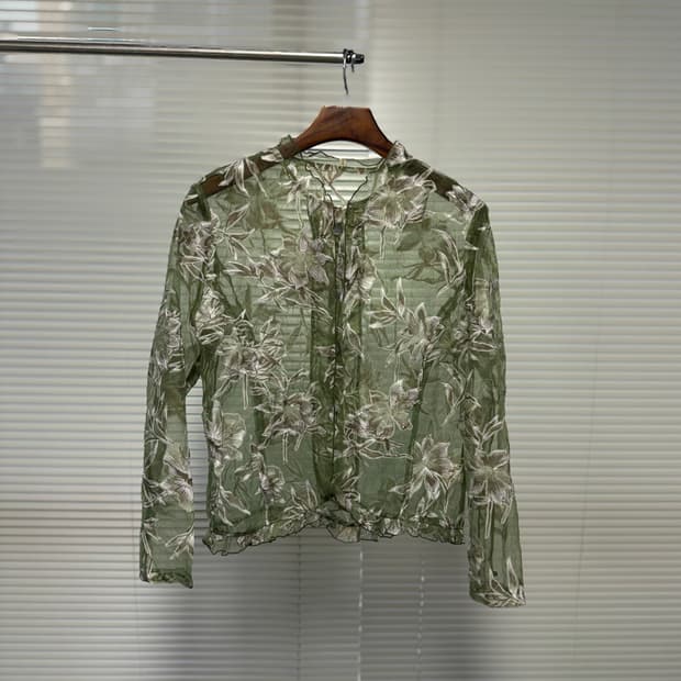 빈티지 플라워패턴 시스루 셔츠