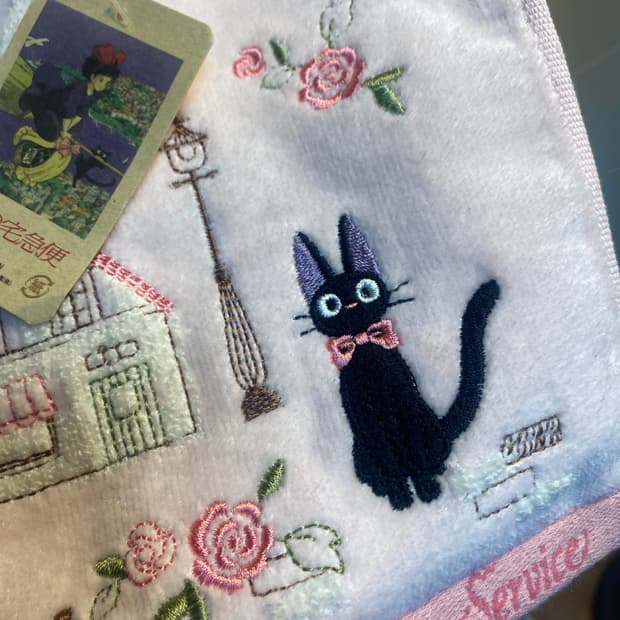 지브리 마녀배달부 키키 자수 손수건 새상품