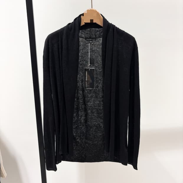 (정품/새상품) 제임스펄스 여성 블랙 린넨 숄 가디건