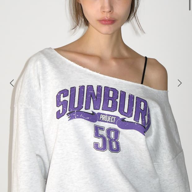 썬번프로젝트 오프숄더 맨투맨 멜란지그레이