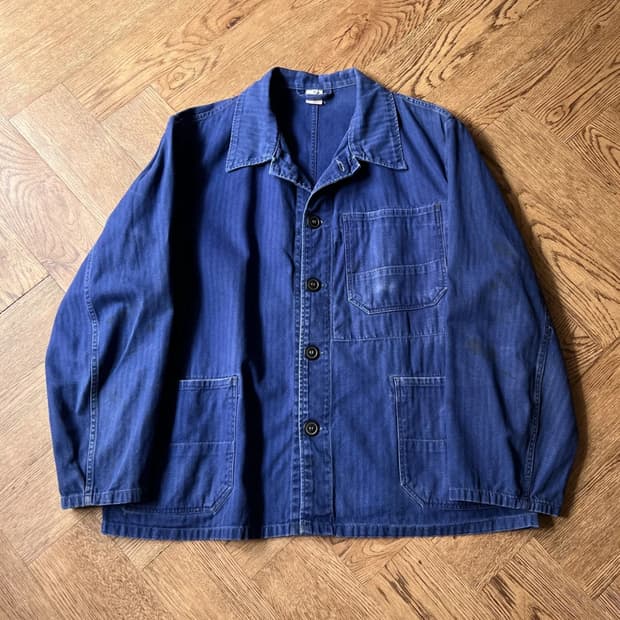 [M]90's 빈티지 워싱 3포켓 HBT 프렌치 워크 자켓