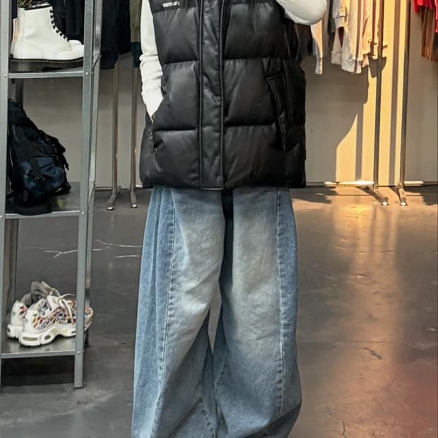 스타터 레더 다운 베스트 A3178