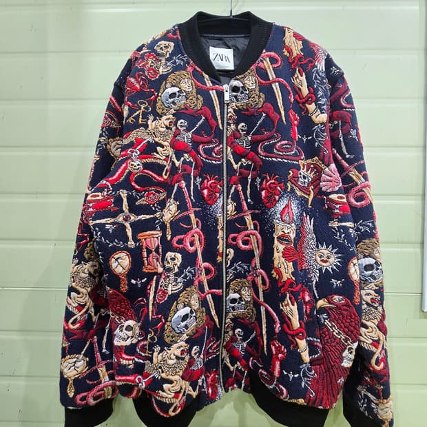 자라 패턴 자수 봄버 자켓 XL