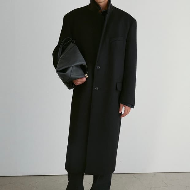 RECTO 렉토 24FW 타스마니아 울 블렌드 오피스 코트 블랙