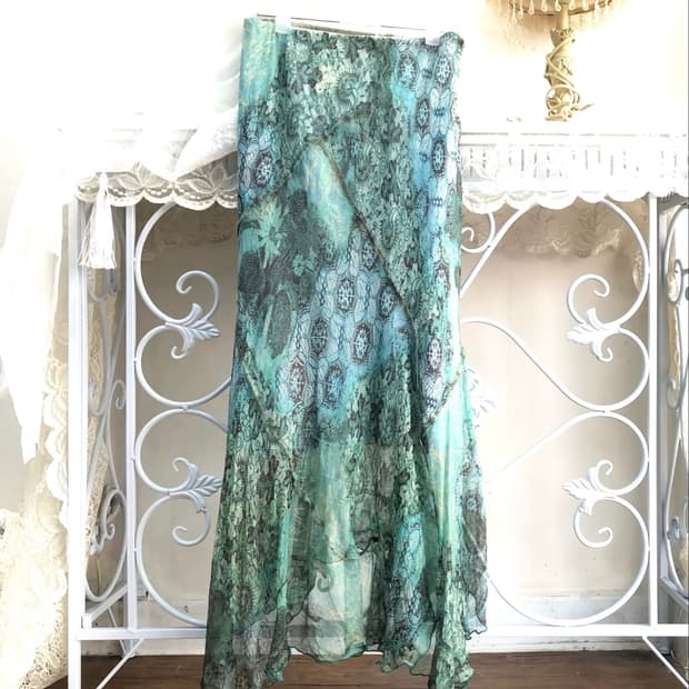 mint oriental fairy sheer long skirt