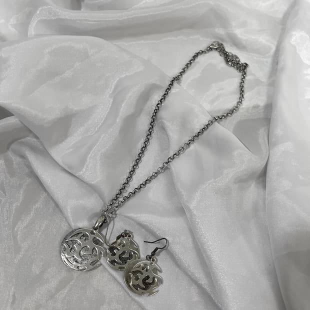 silver necklace earring set