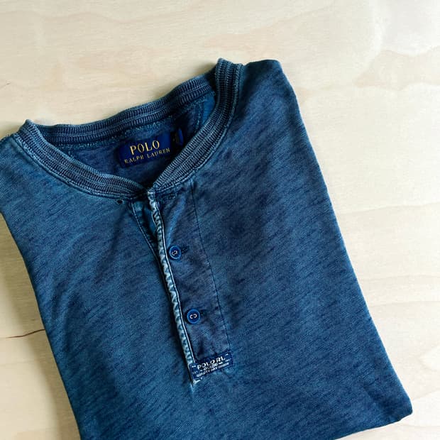 Polo Ralphlauren Indigo Dyed Henley Neck