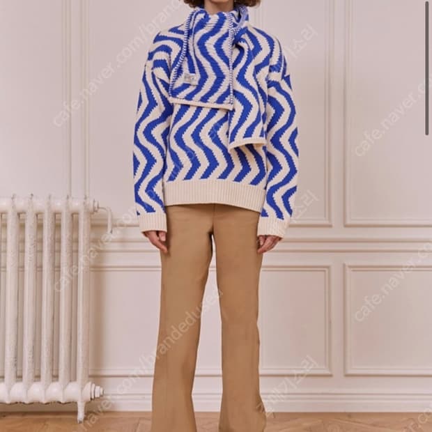 [M, 머플러 세트] STU 22FW 웨이브 라인 자카드 스웨터 블루