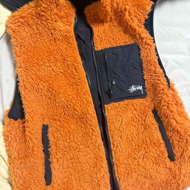 스투시 쉐르파 조끼 오렌지 m
