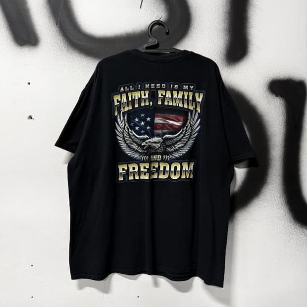 Gildan 길단 빅사이즈 성조기 빅 프린팅 반팔 티셔츠