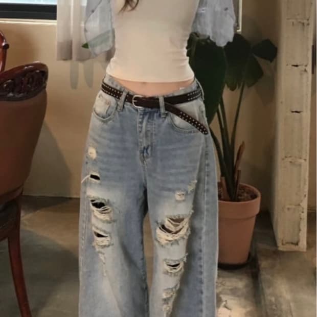 아워캐비넷 fight damage pants
