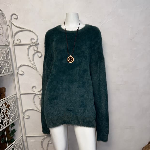 NOMANUAL CROPPED HAIRY KNIT - FOREST L