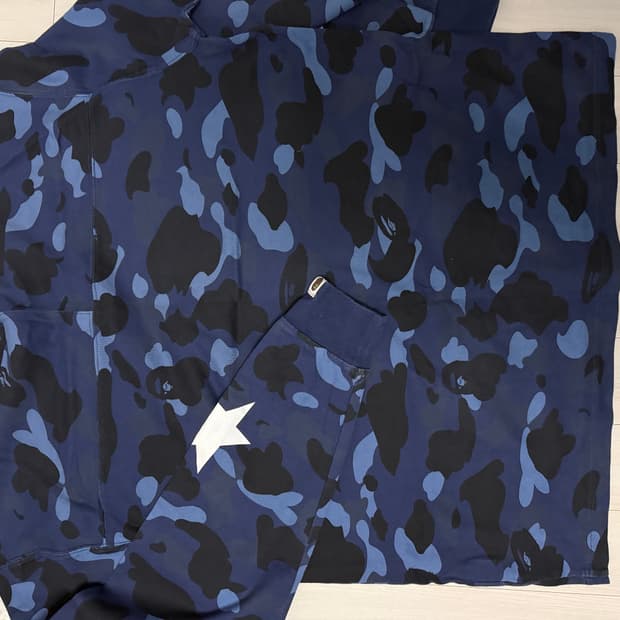 베이프 블루 카모 롱슬리브 XL