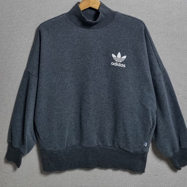L (77) 아디다스 그레이 기모 반목 맨투맨